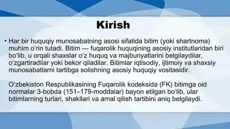 Bitim tushunchasi shakllari va tasnifi 2