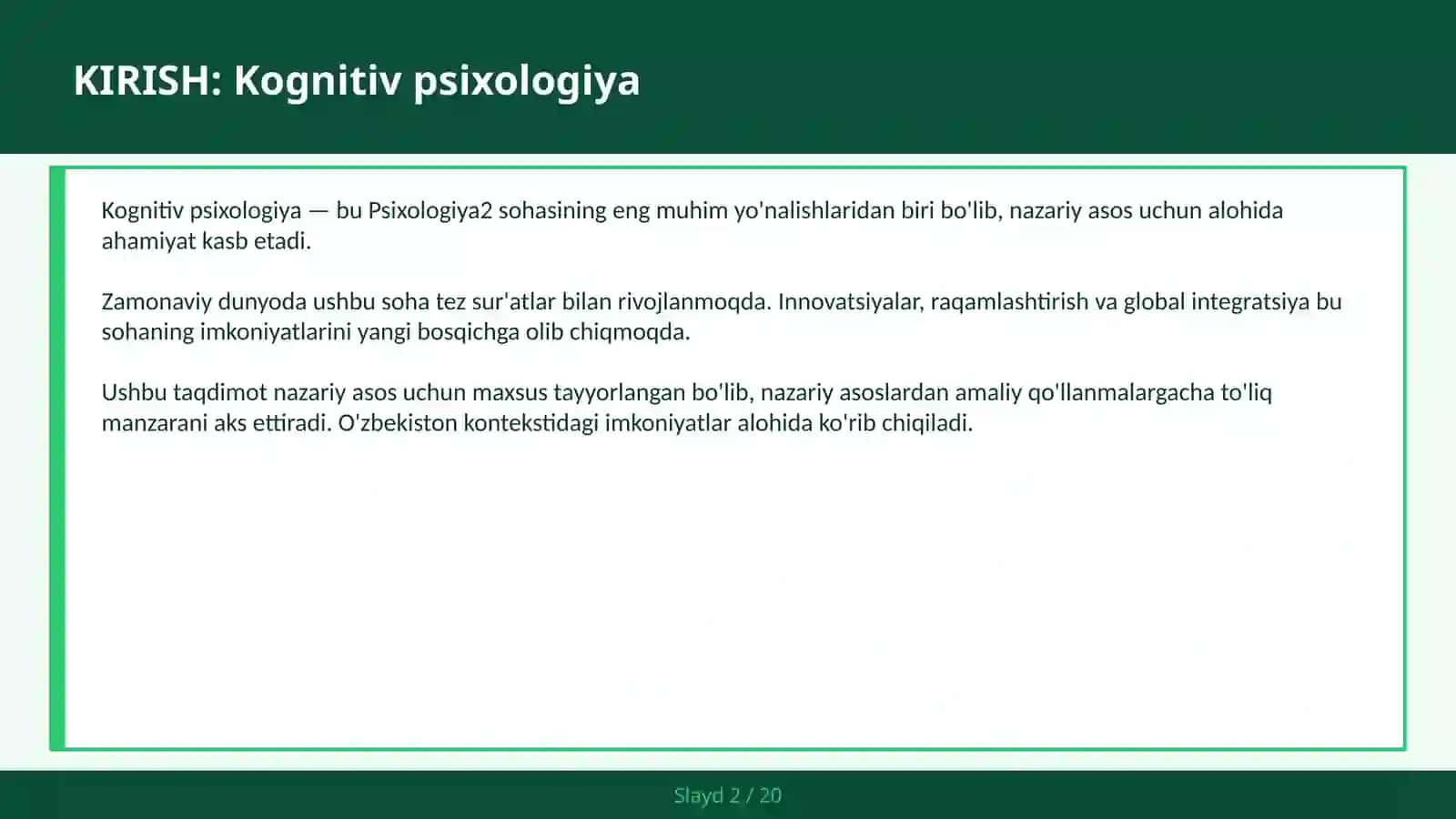 KOGNITIV PSIXOLOGIYA 2