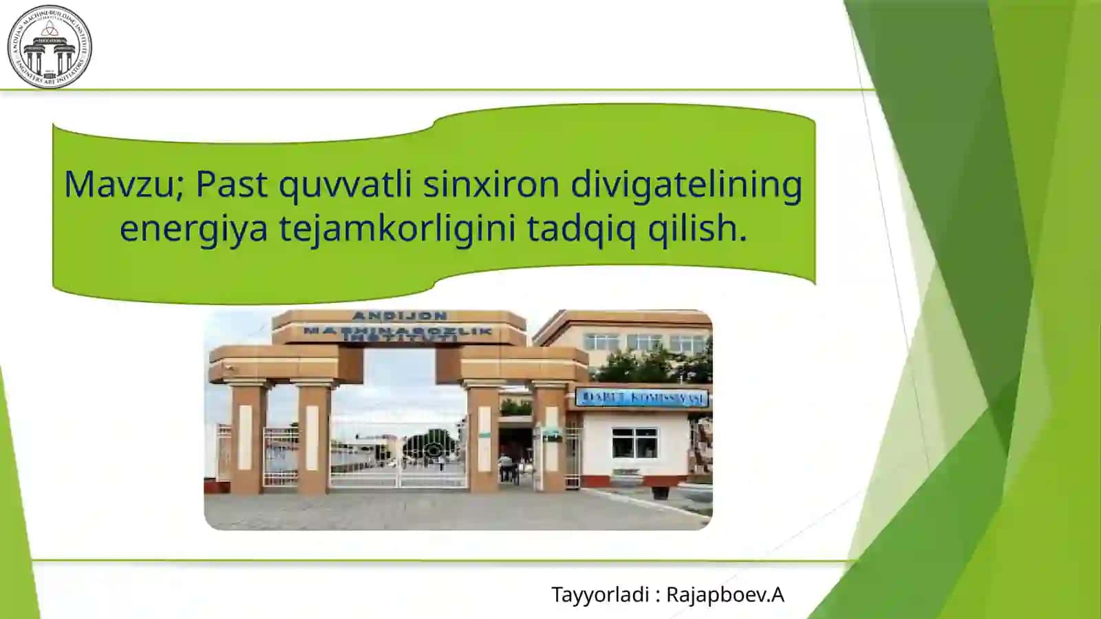 Past quvvatli sinxron dvigatelining energiya tejamkorligini tadqiq qilish 2