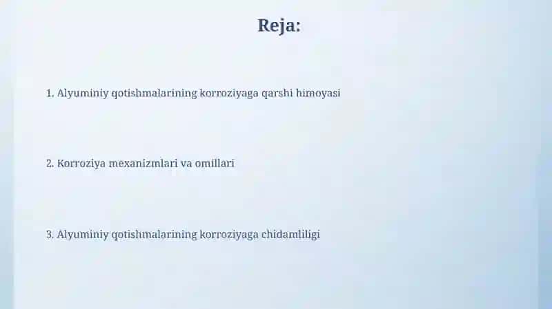 Alyuminiy qotishmalarining korroziyaga chidamliligi 2