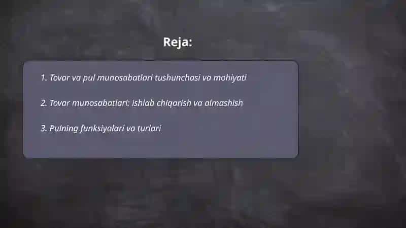 Tovar va pul munosabatlari 2