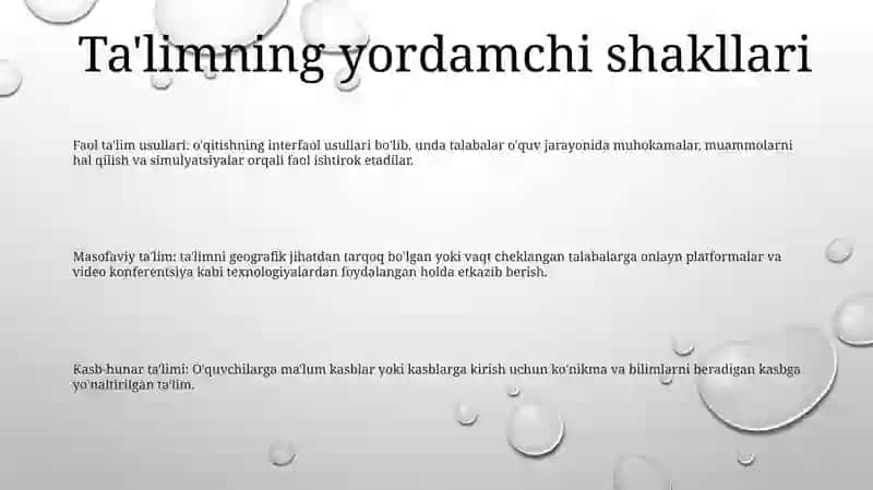 Ta'limning Yordamchi Shakllari Va Ko‘Rinishlari 2