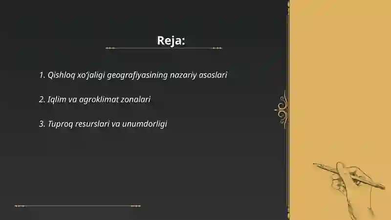 Qishloq xo'jaligi geografiyasi 2