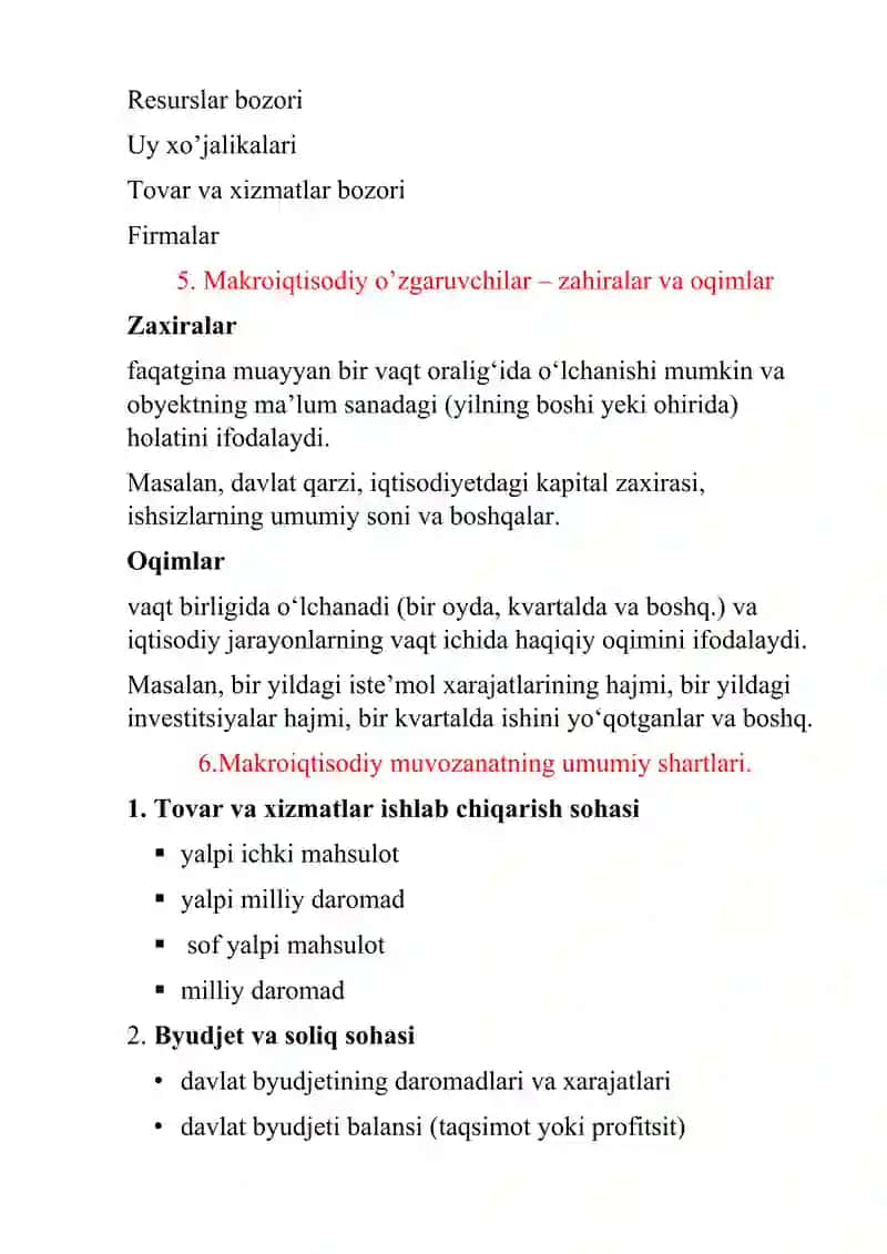 Makroiqtisodiyot nazariyasi savollar toʻplami 2