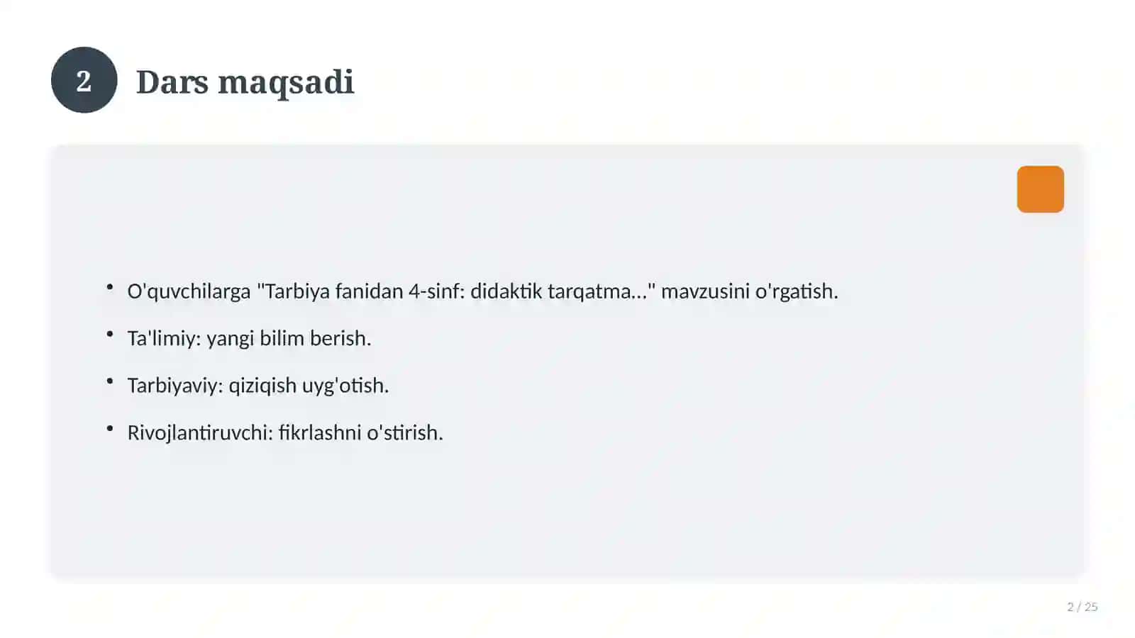 Tarbiya fanidan 4-sinf: didaktik tarqatma materiallar 2