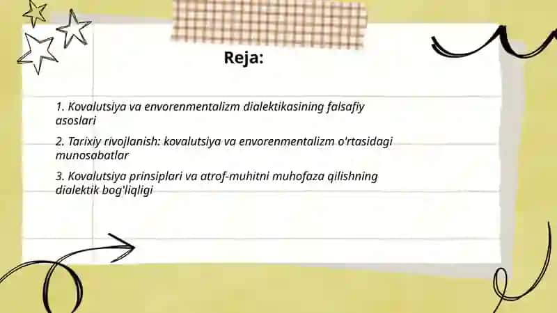 Kovalutsiya va envorenmentalizm dialektikasi 2