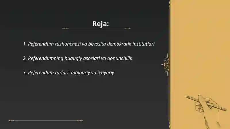 Referendum va bevoseta demokratik institutlar 2