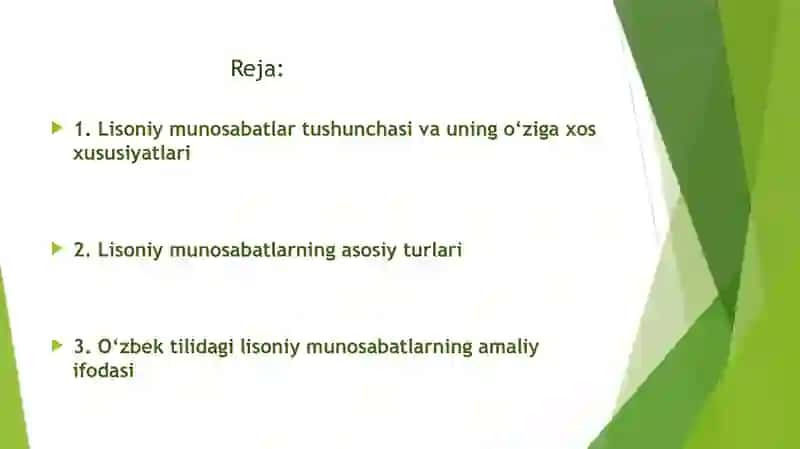 O‘zbek tilida lisoniy munosabatlar va uning turlari 2