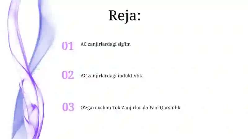 O'zgaruvchan Tok Zanjirlarida Faol Qarshilik 2