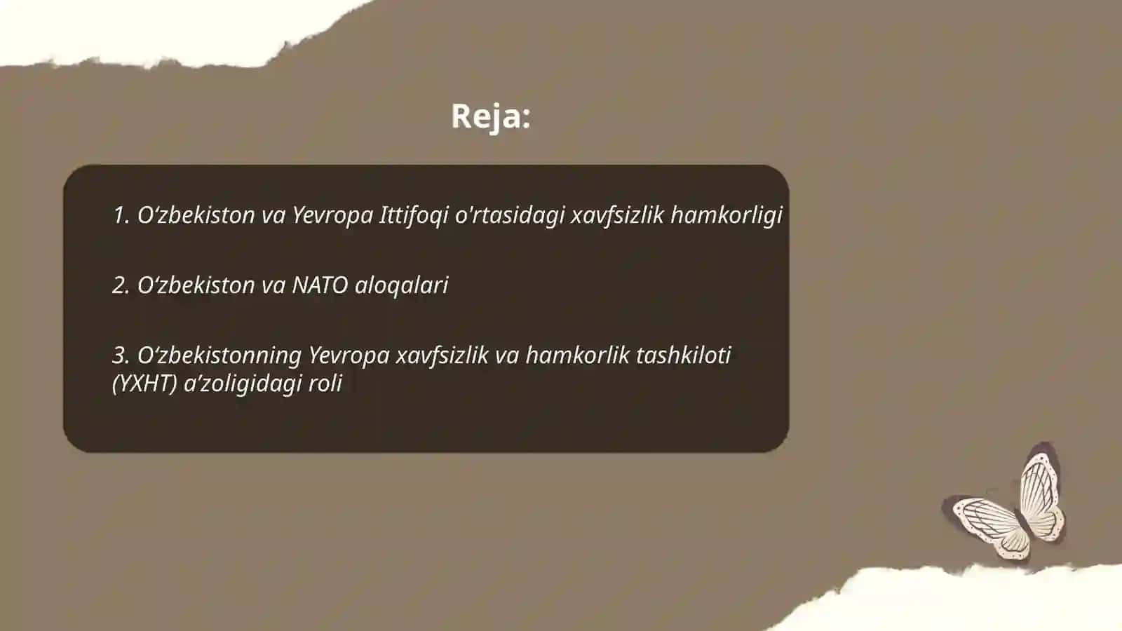 Oʻzbekiston va Yevropa xavfsizlik aloqalari 2