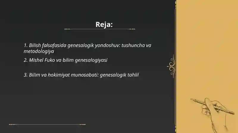 Bilish falsafasi va Genesalogiya 2