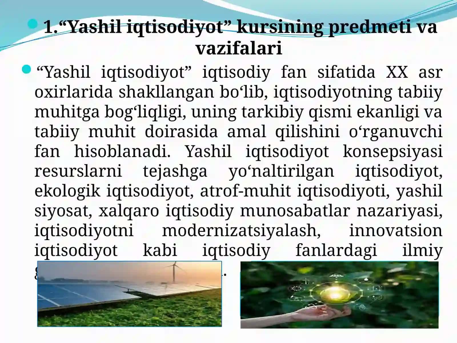 Yashil iqtisodiyot 2