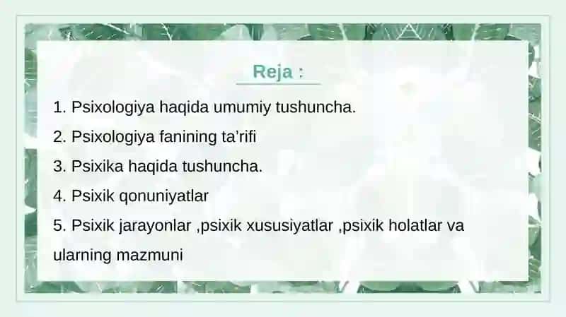 Psixika haqida umumiy tushuncha 2