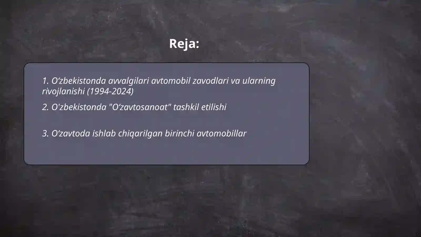 Oʻzbekistonda avtamabilsozlik 1994-2024 yillarda 2