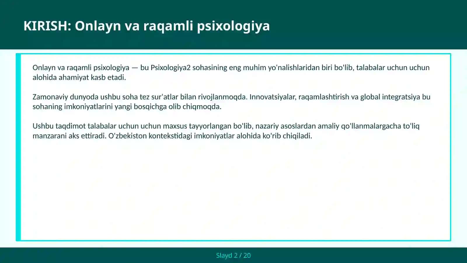Onlayn va raqamli psixologiya 2