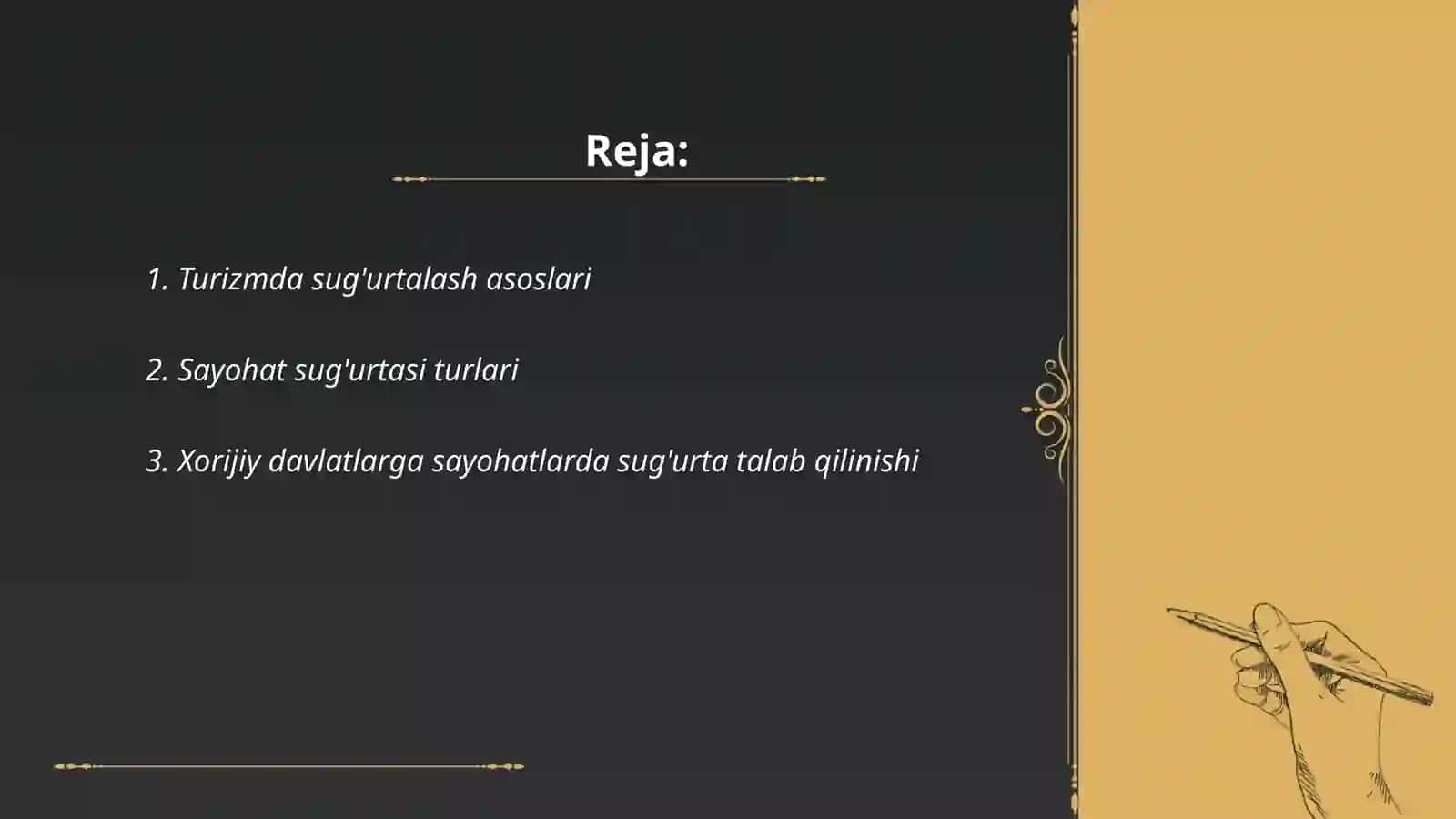 Turizmda sug'urtalash asoslari 2