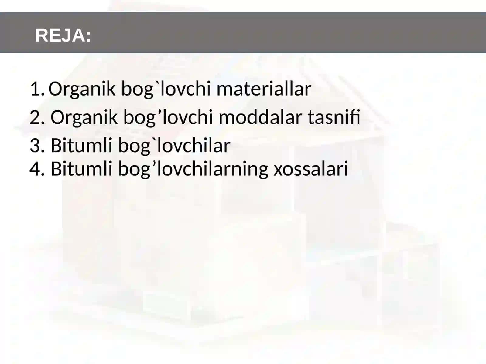 Organik bog'lovchi materiallar 2