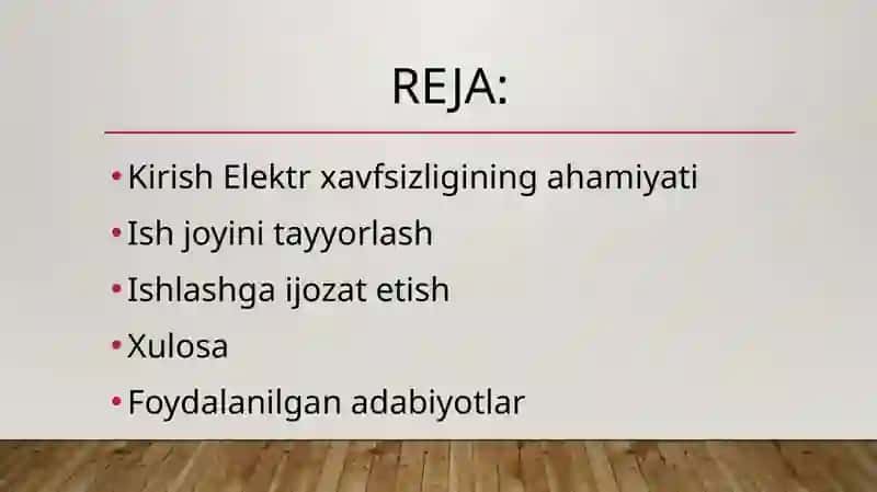 ISH JOYINI TAYYORLASH VA ISHLASHGA IJOZAT ETISH 2