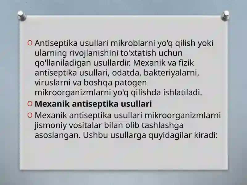 Mexanik va fizika antiseptika usullari 2