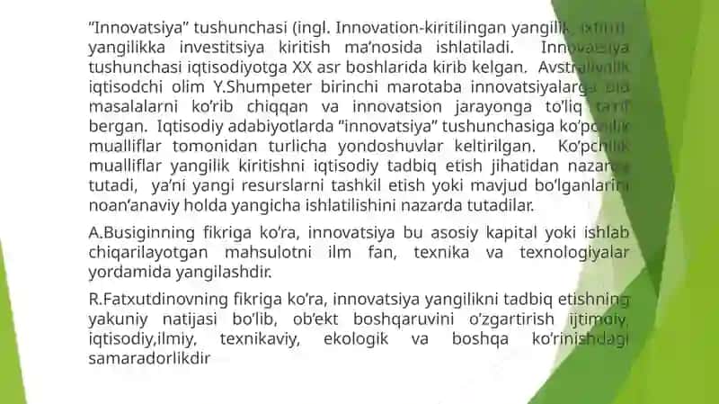 Innovatsiya yo'naltirilgan investitsiya 2