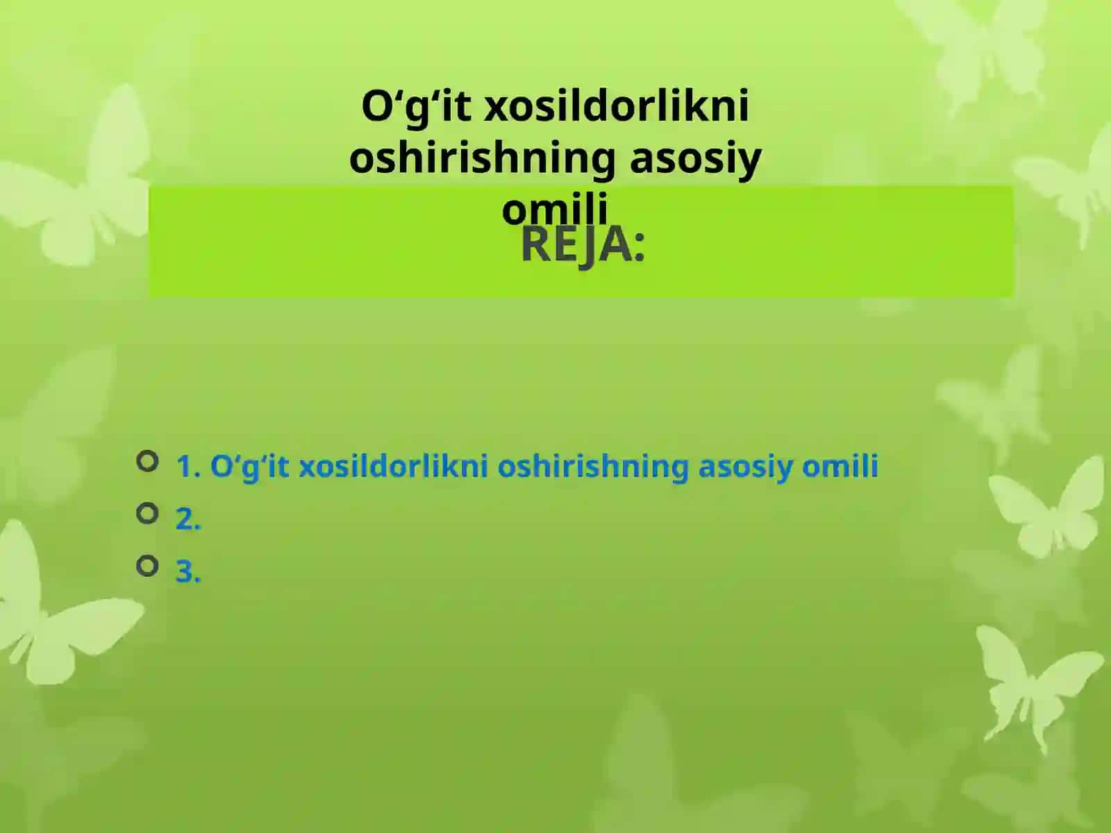 O'simliklar ozuqlanishi va o'g'it 2