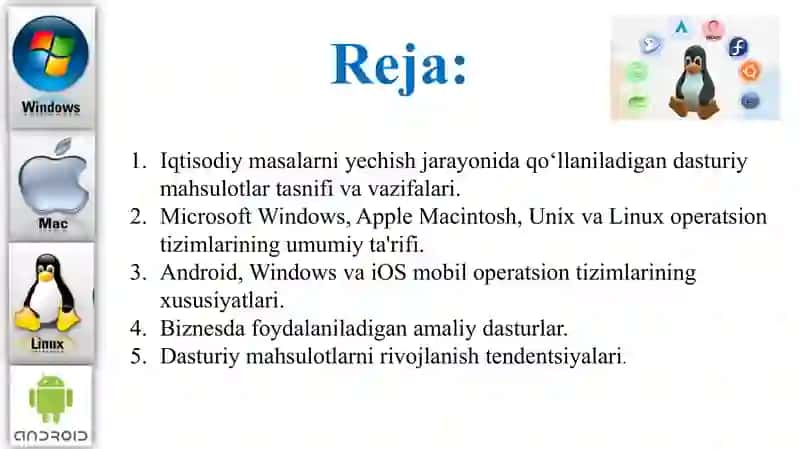 Iqtisodiyotda Foydalaniladigan Dasturiy Mahsulotlar 2