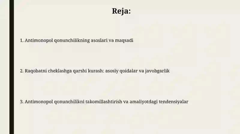 Antimonopol qonunchilik va ularning amalqilishi 2