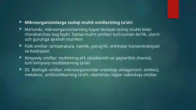 Havo muhitga mikroorganizmlarning tarqalishi 2