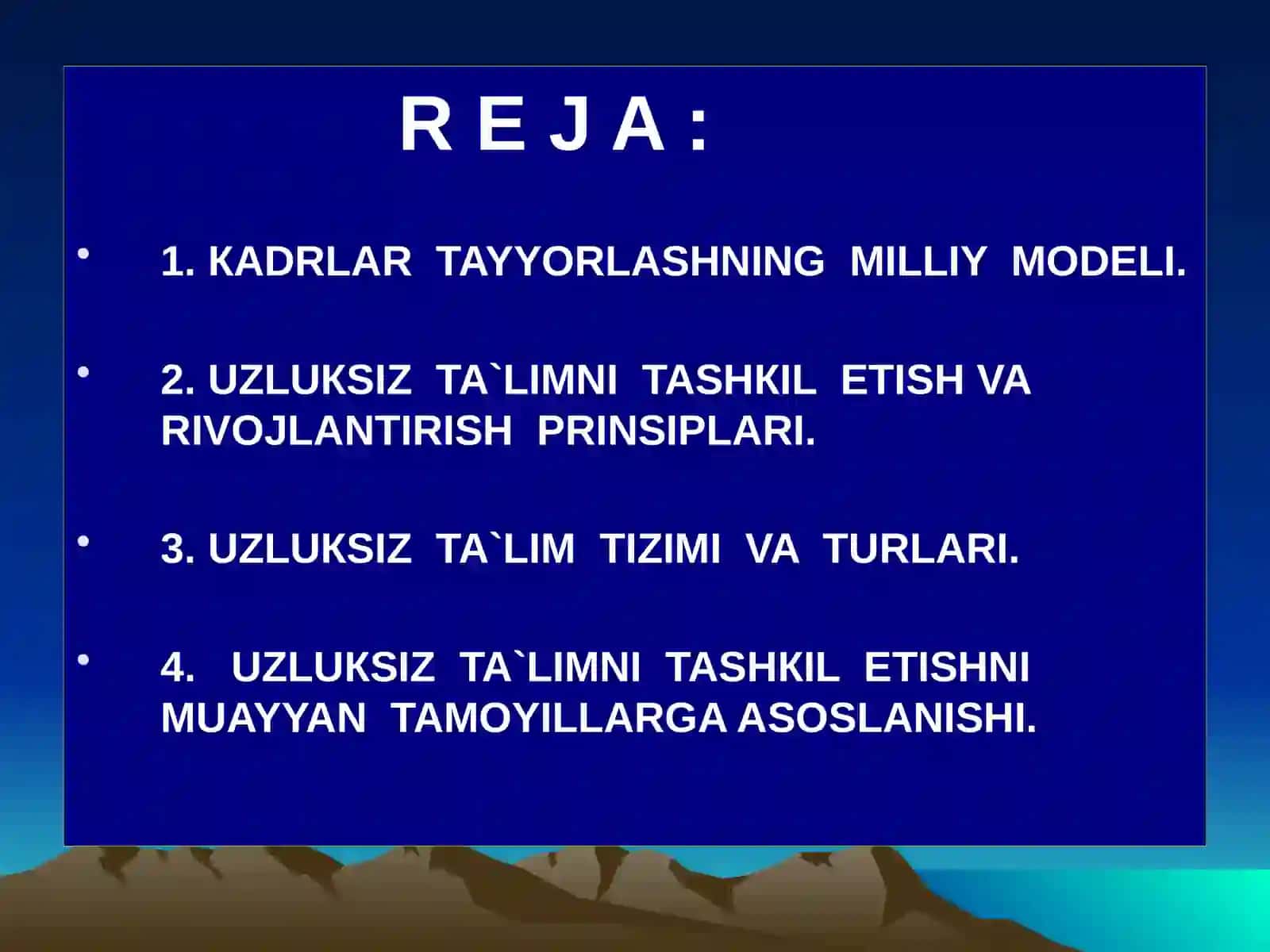 КADRLAR TAYYORLASHNING MILLIY MODELI 2