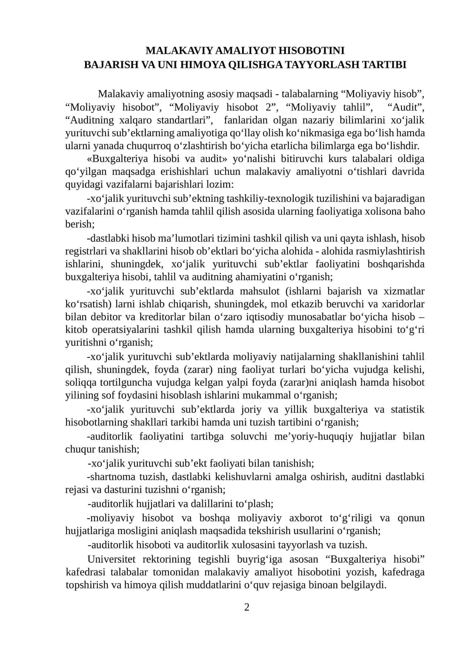 XALQ BANKI BOʻYICHA AMALIYOT HISOBOTI. 2