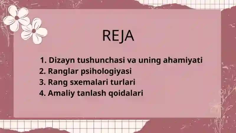 DIZAYN VA RANG RANG SXEMASINI TANLASH 2