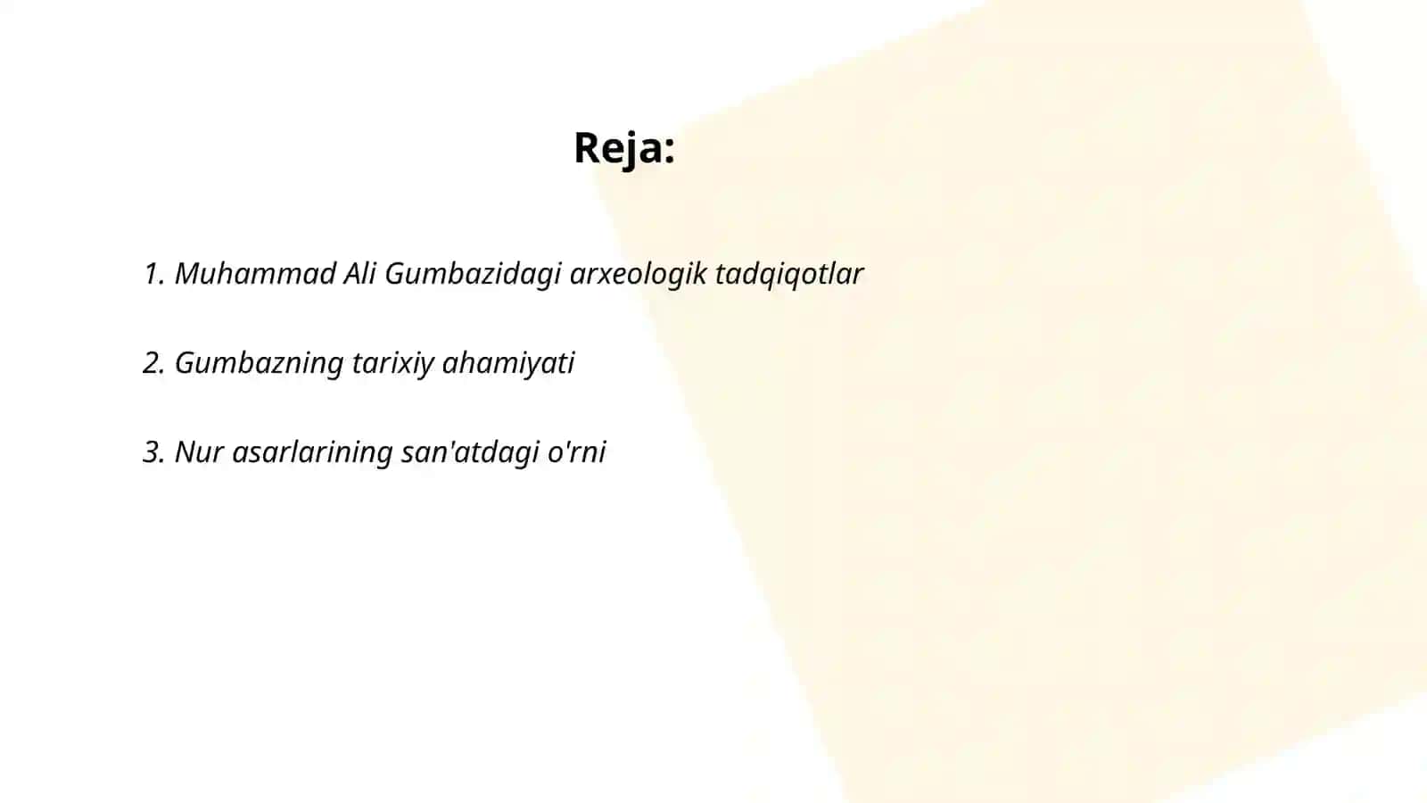 Muhammad Ali Gumbazdagi arxeologik tadqiqotlar 2