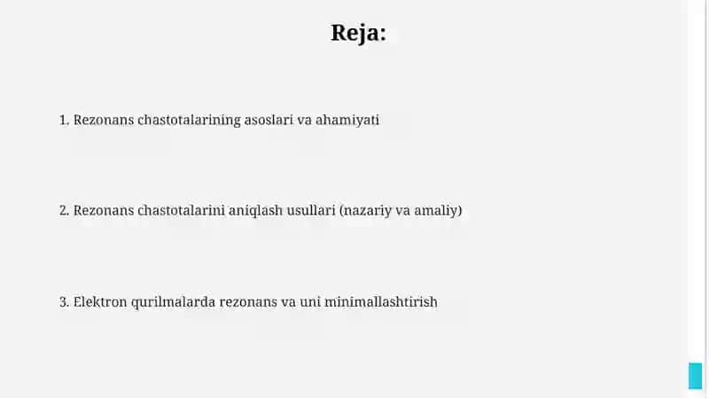 Elektron vositalarning rezonans chastotalarini aniqlash 2