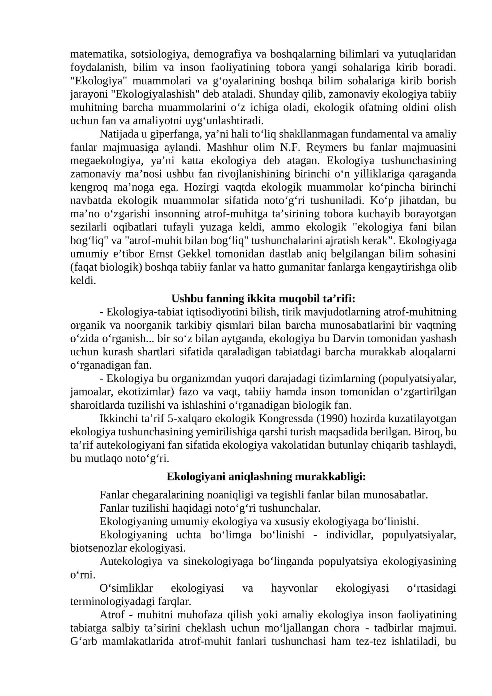 EKOLOGIYA VA TABIATNI MUHOFAZA QILISH 2