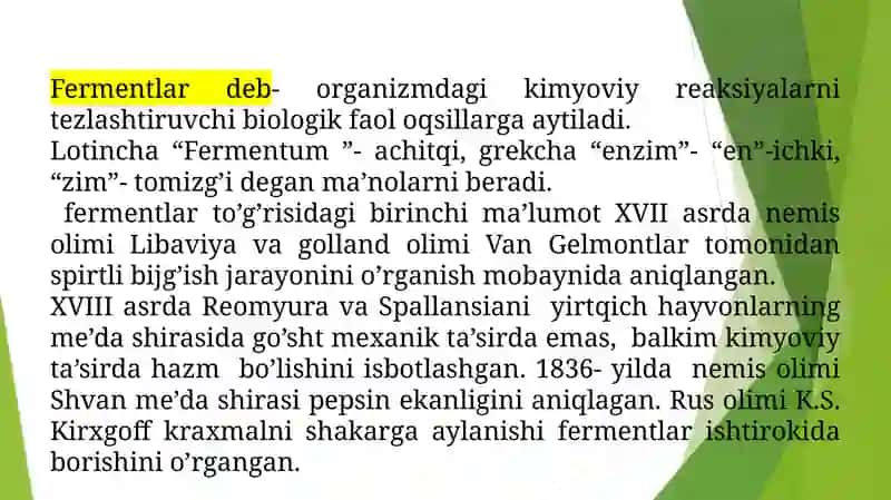 Fermentlar va ularning boshqarilishi 2