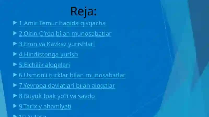 Amir Temurning tashqiyosati va Yevropa davlatlari bilan aloqalari 2