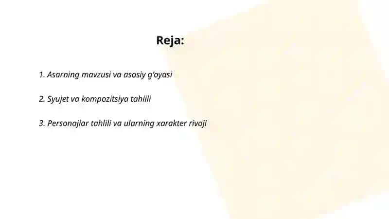 Oʻtkan kunlar asari tahlili 2
