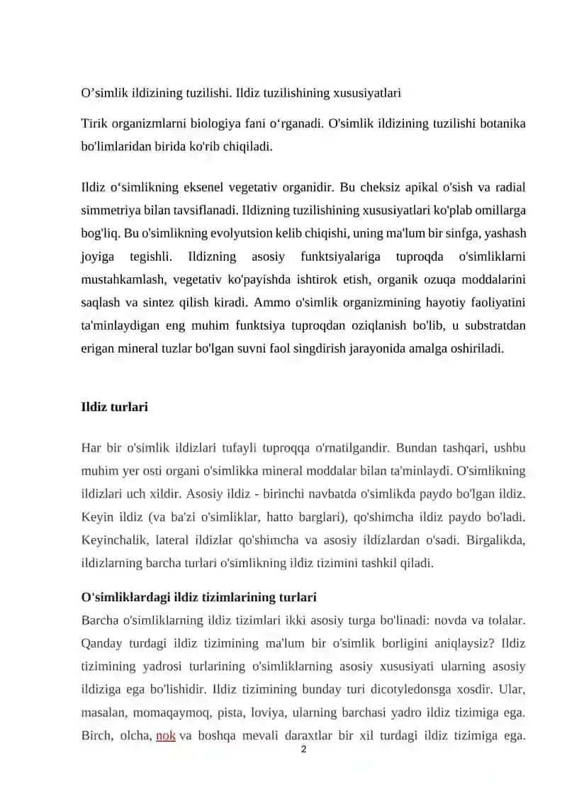 O'simlik ildizining tuzilishi 2