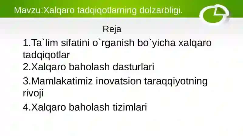 Xalqaro baholash fanidan slayd 2