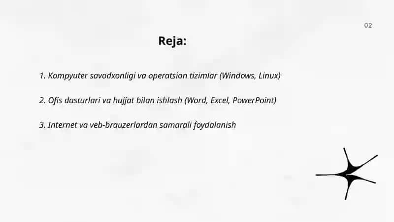 Kompyuter savodxonligi va operatsion tizimlar 2