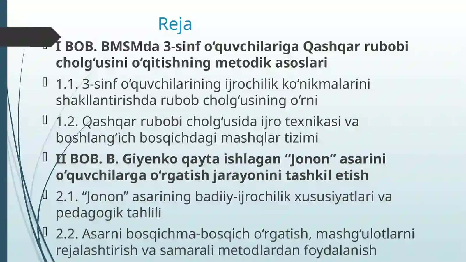 Jonon asarini o‘rgatish metodikasi 2