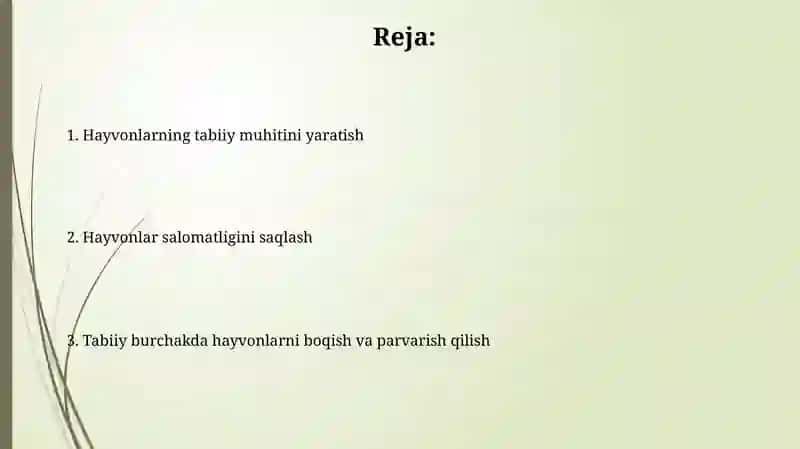 Tabiat burchagida hayvonlarni saqlash va parvarish qilish 2