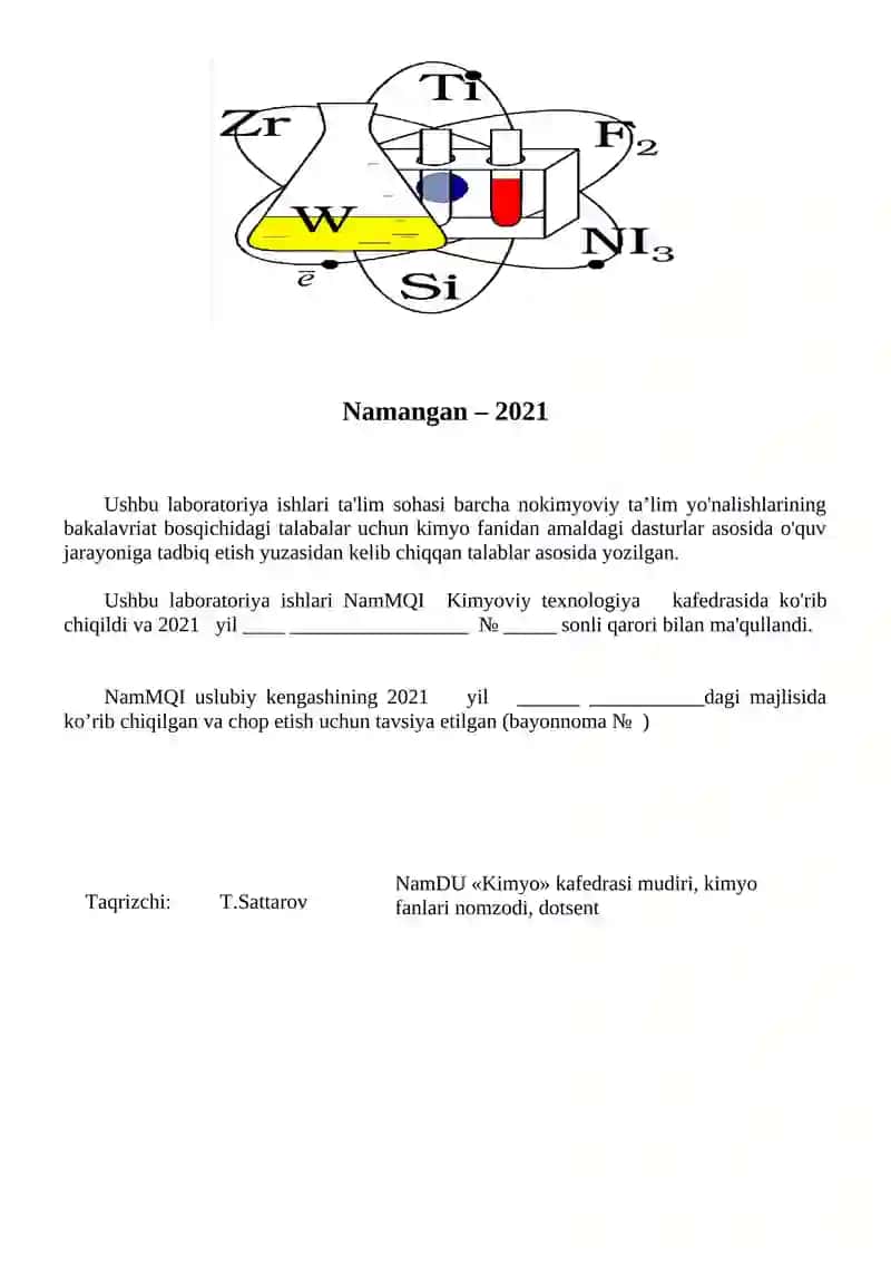 Laboratoriya ishlari talablar uchun 2