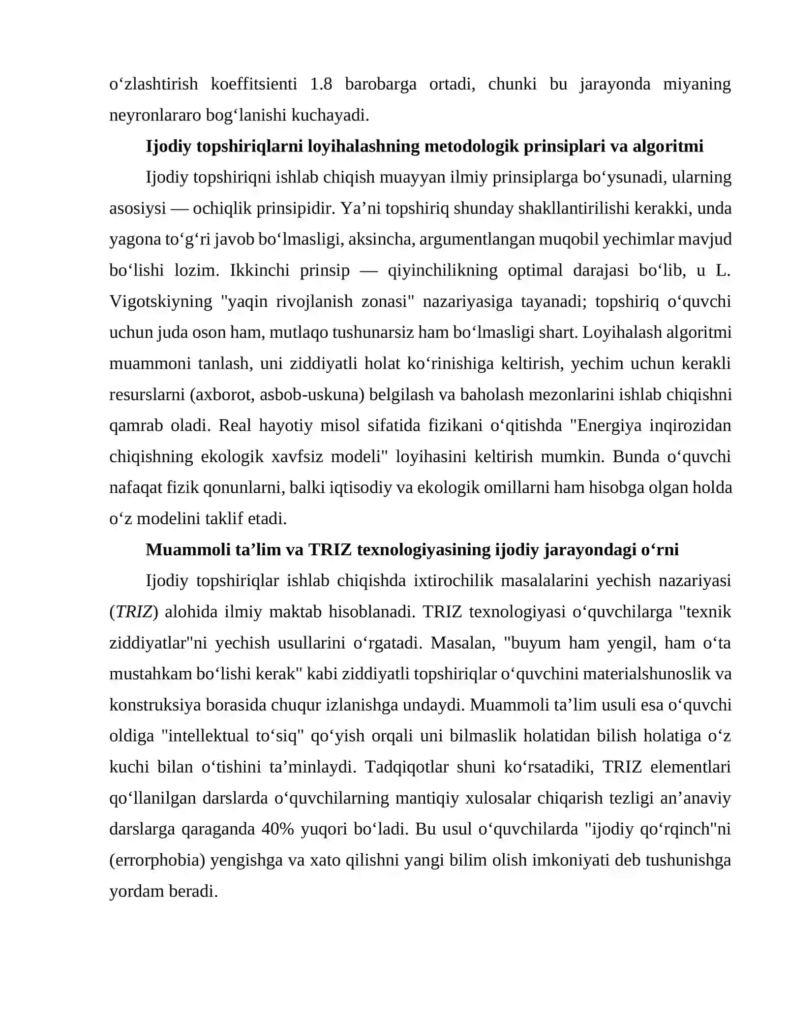 O‘quv jarayonida ijodiy topshiriqlar ishlab chiqish 2