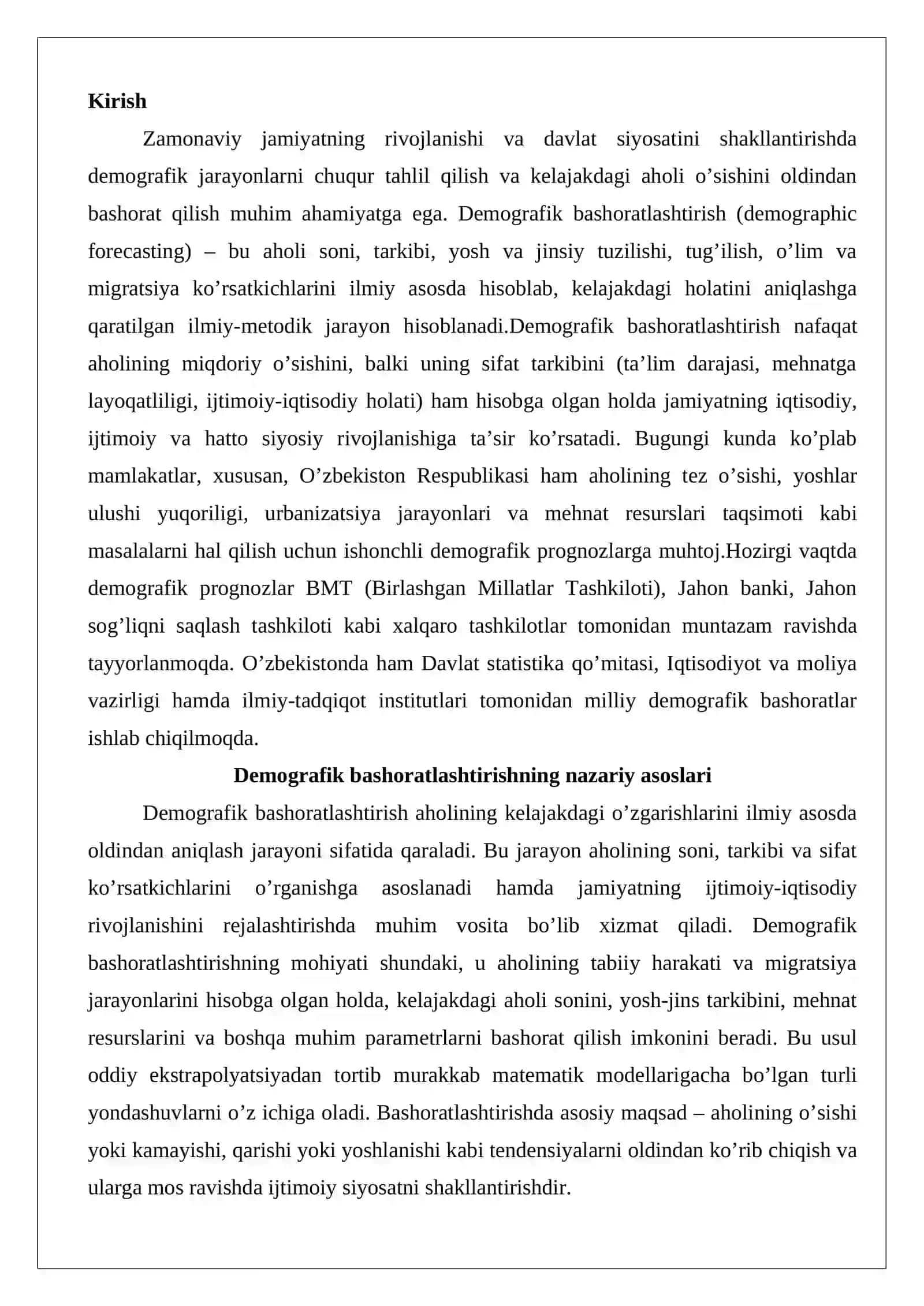 Demografik bashoratlashtirish 2