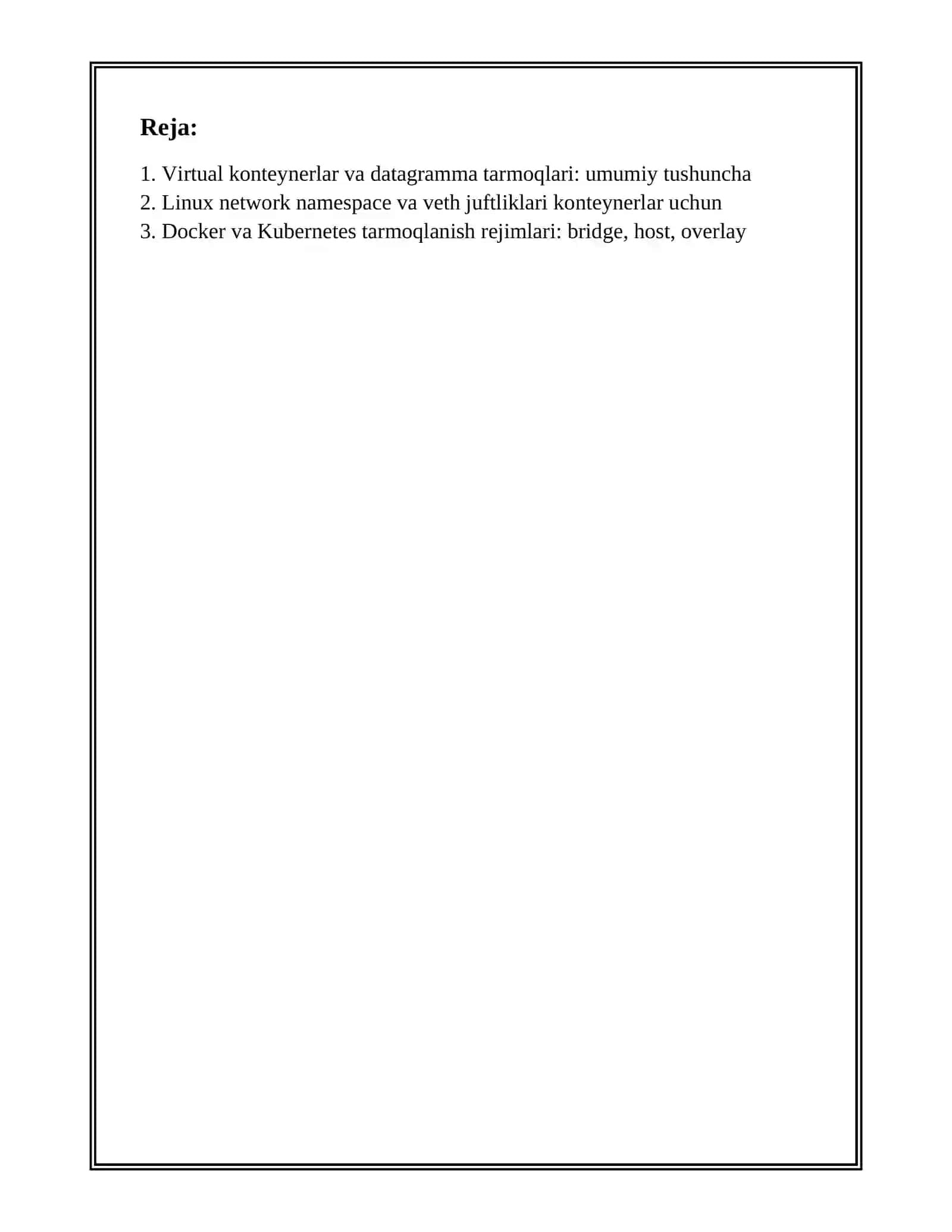 VIRTUAL KONTEYNERLAR VA DATAGRAMMA TARMOQLARI 2