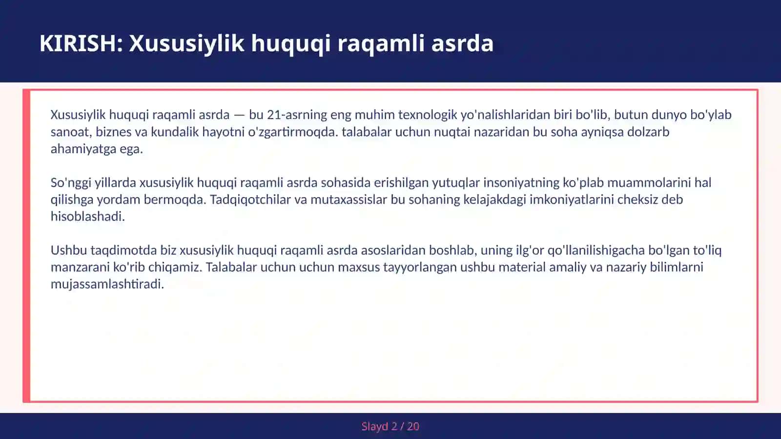 Xususiylik Huquqi Raqamli Asrda 2