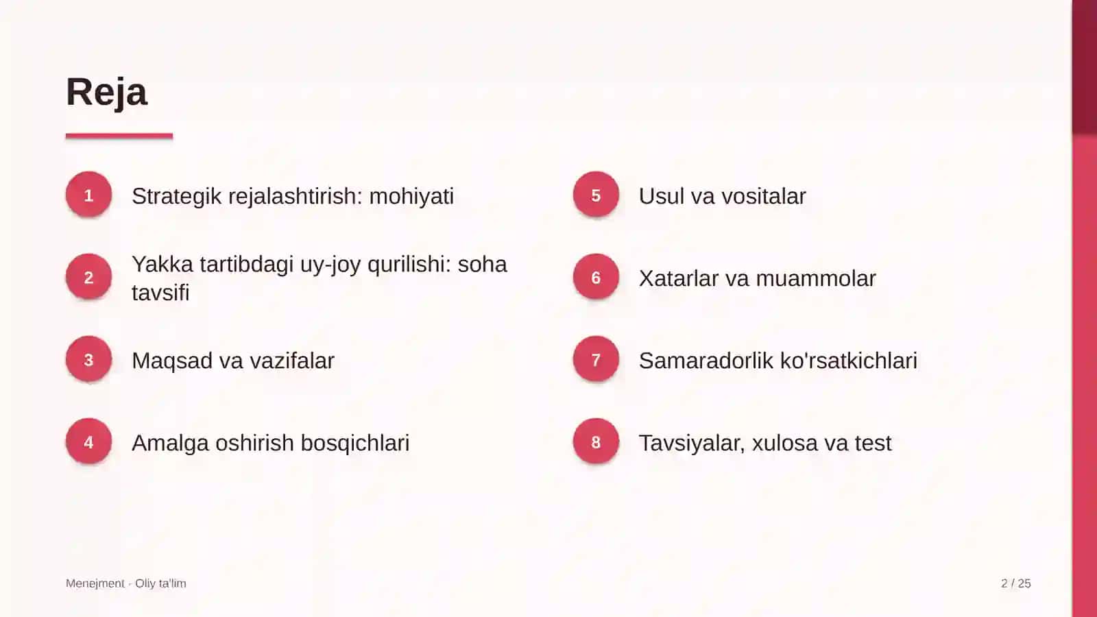 Yakka tartibdagi uy-joy qurilishida strategik rejalashtirish 2