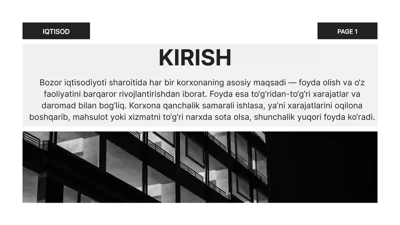 Korxona xarajatlari va foydasi 2