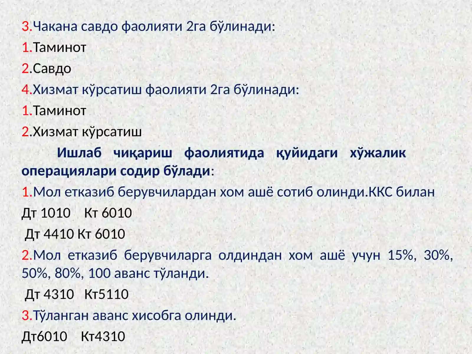 Korxona tashkilotlar faoliyat turlari 2